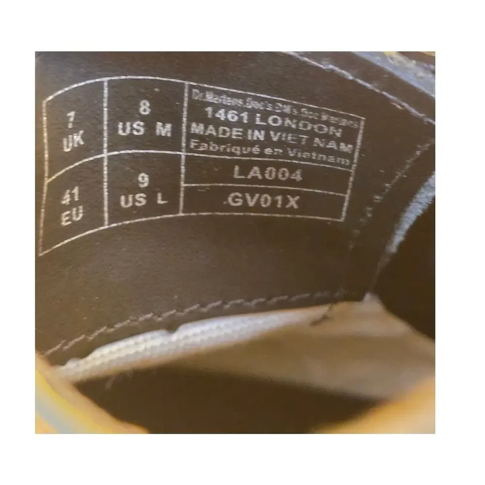 Dr Martens 1461 London Black Grey 3-Eye Oxfords Mens 8 Womens 9 New Old Stock